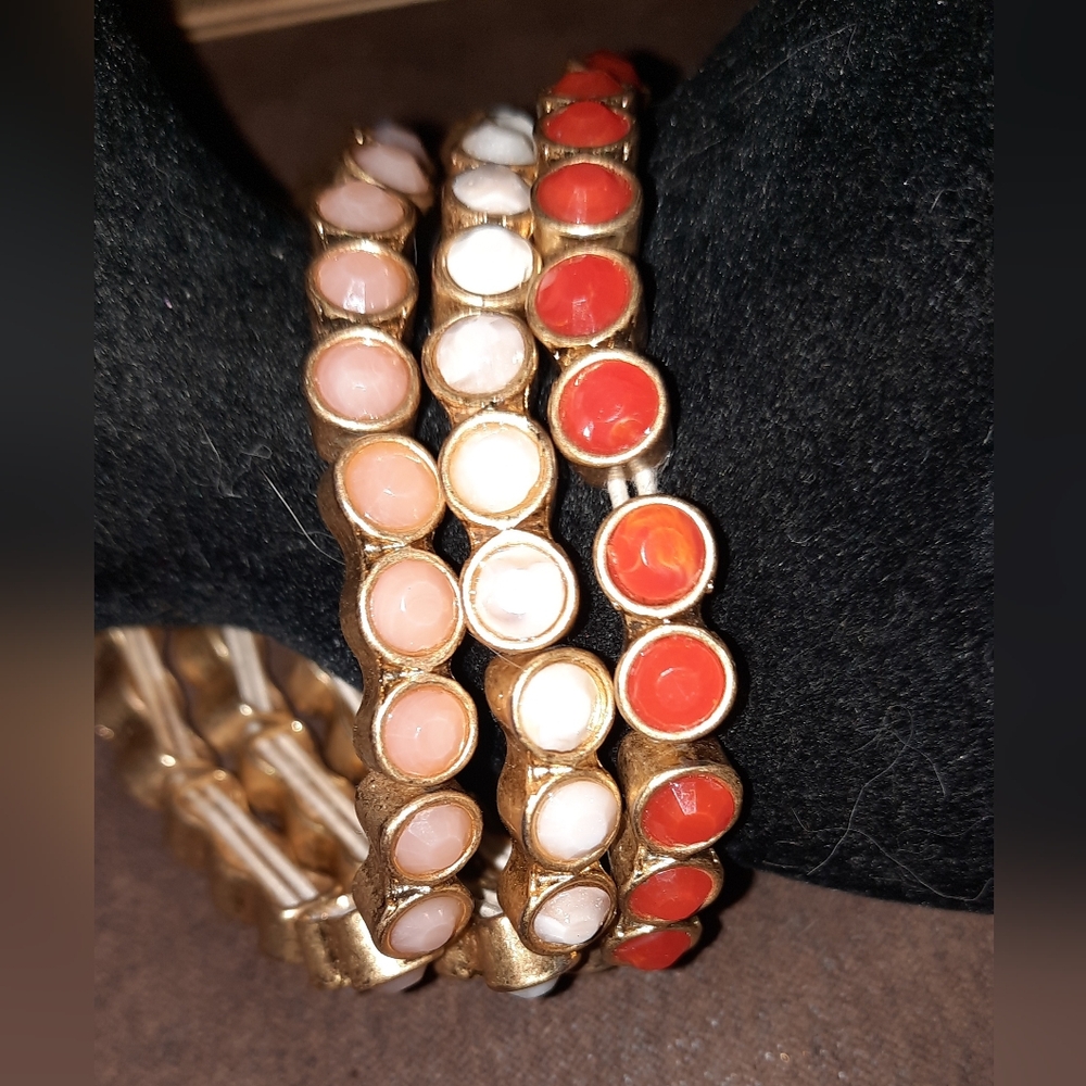 Enamel Stretch Loft Bracelets Shades Of Pink Orange See Flaw